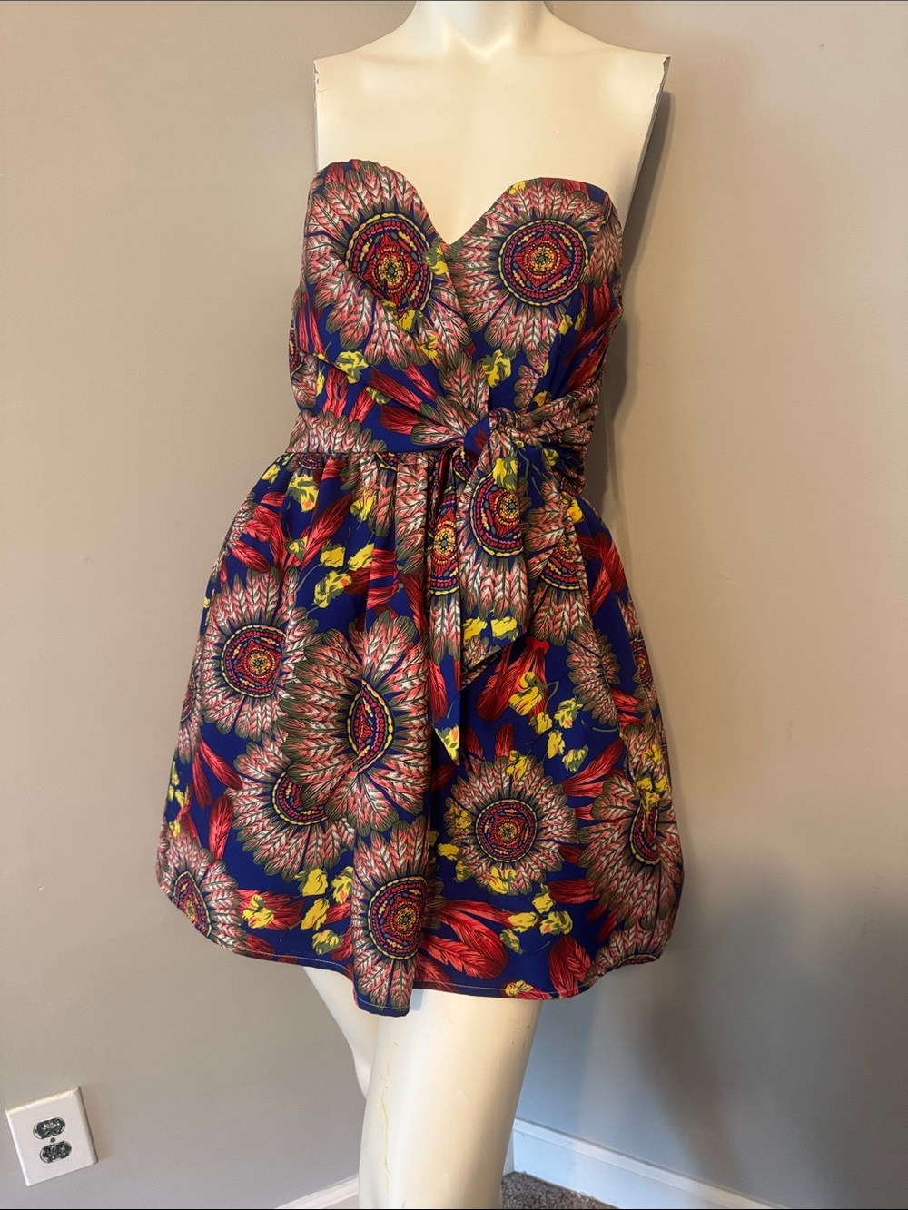 Mustard Seed Floral Fit & Flare Mini Dress in Navy,red white Boutique SMall